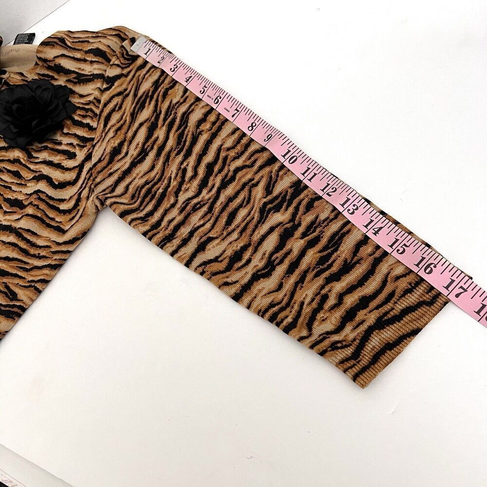 SILX‎ by August Silk Short Cardigan Silk Blend Animal Print Sweater - Picture 7 of 13